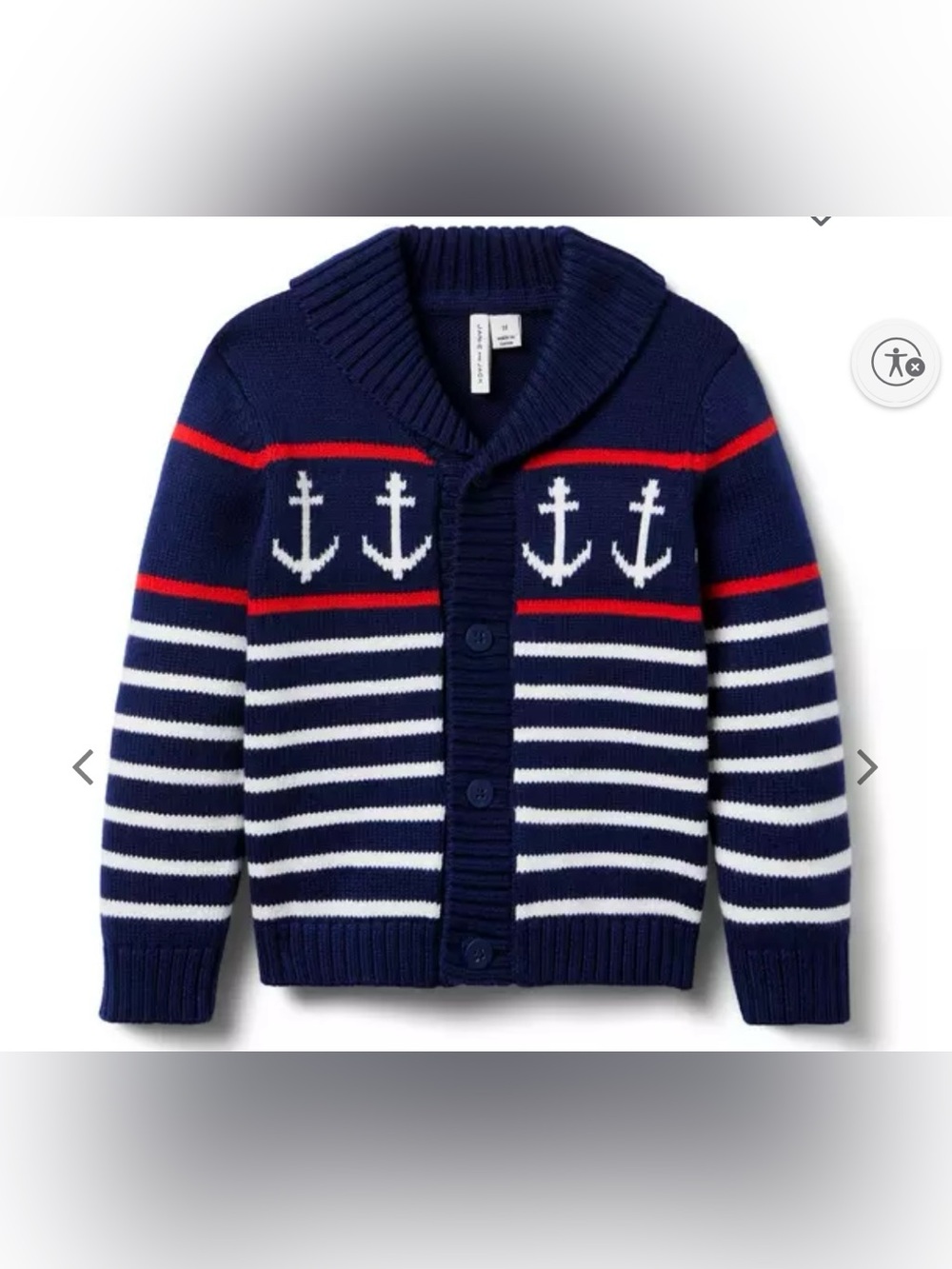 Janie and Jack, Boys Anchor Knit Cardigan, Size 3T